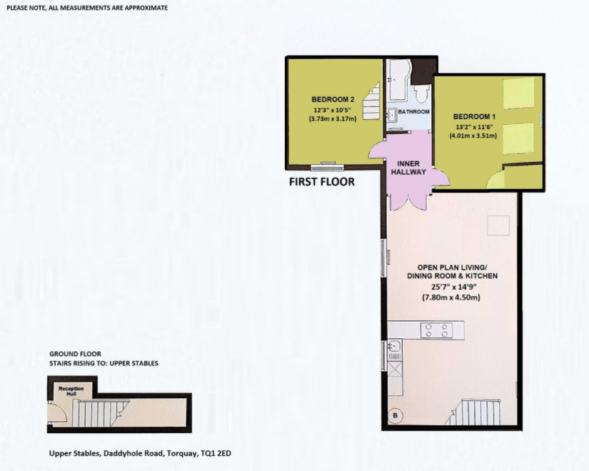 Upper Stable Floor Plan - The Stables Holiday Apartments at Meadfoot May in Torquay